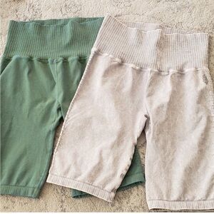 2 Free People Biker Short Green or Gray Size M/L. This is for both pairs